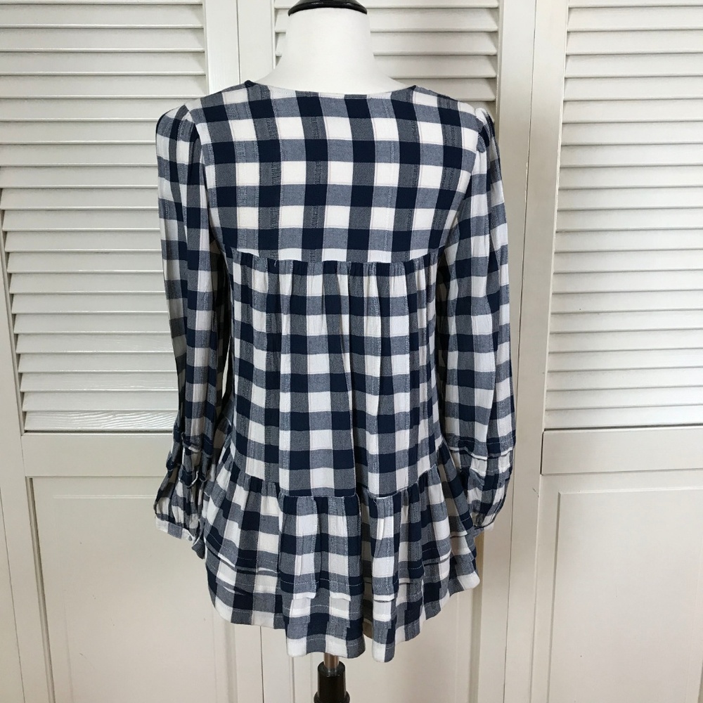 American Eagle Plaid Peplum Top - Picture 2 of 5